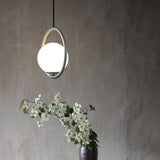 Modern Brass Ring Globe Glass Pendant Light 1-Light Lasson Living