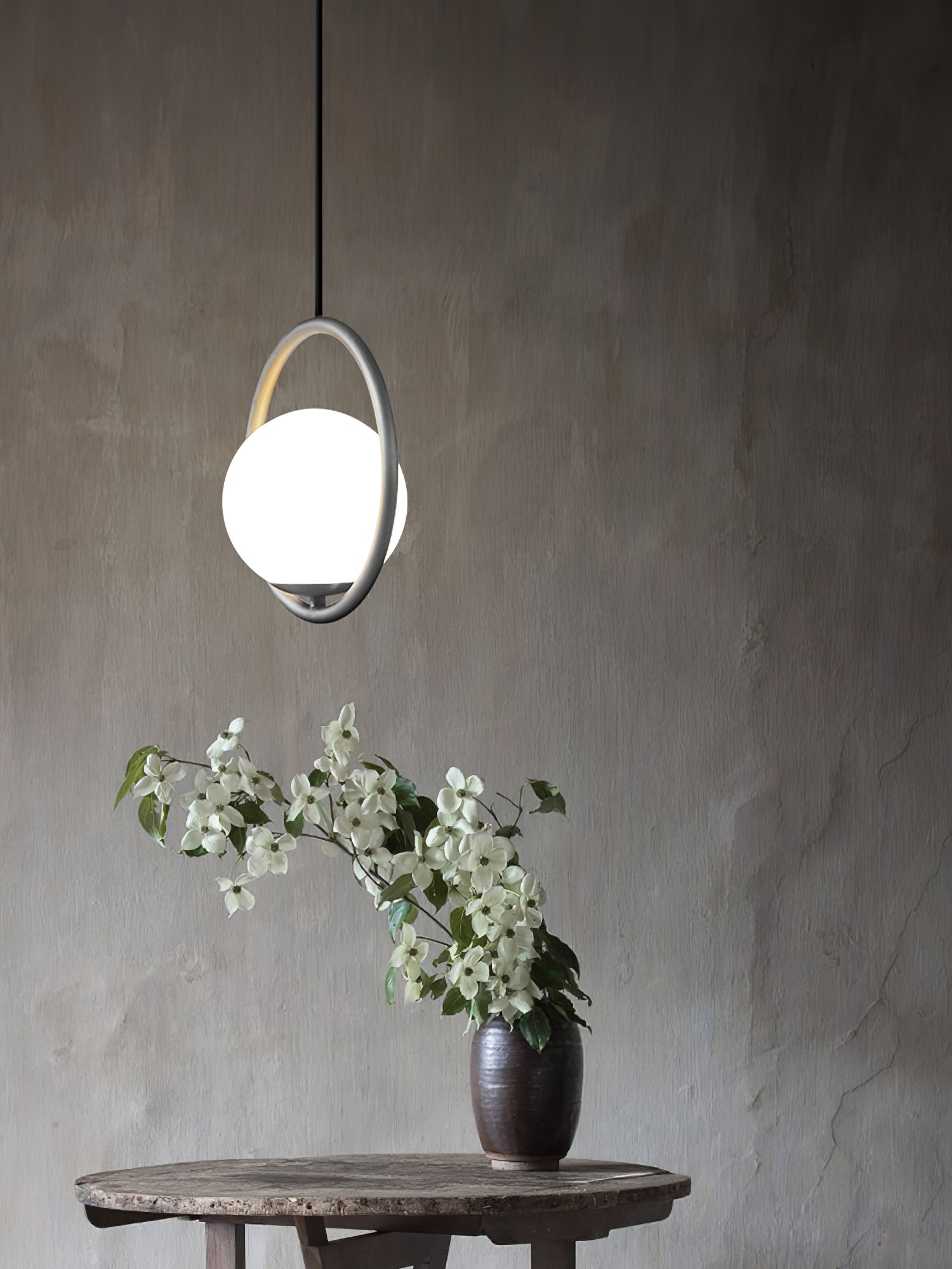 Modern Brass Ring Globe Glass Pendant Light 1-Light Lasson Living