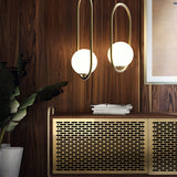 Modern Brass Ring Globe Glass Pendant Light 1-Light Lasson Living