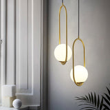 Modern Brass Ring Globe Glass Pendant Light 1-Light Lasson Living