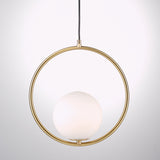 Modern Brass Ring Globe Glass Pendant Light 1-Light Lasson Living