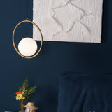Modern Brass Ring Globe Glass Pendant Light 1-Light Lasson Living