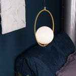 Modern Brass Ring Globe Glass Pendant Light 1-Light Lasson Living
