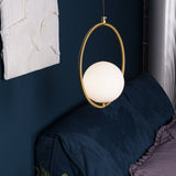 Modern Brass Ring Globe Glass Pendant Light 1-Light Lasson Living