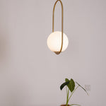 Modern Brass Ring Globe Glass Pendant Light 1-Light Lasson Living