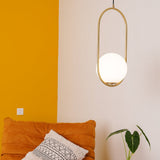 Modern Brass Ring Globe Glass Pendant Light 1-Light Lasson Living
