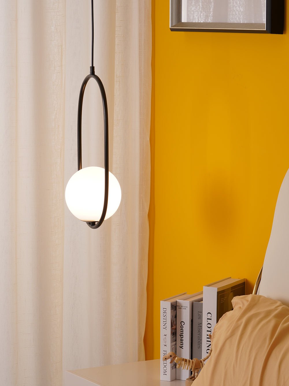 Modern Brass Ring Globe Glass Pendant Light 1-Light Lasson Living