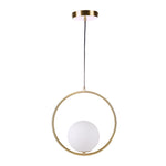 Modern Brass Ring Globe Glass Pendant Light 1-Light Lasson Living