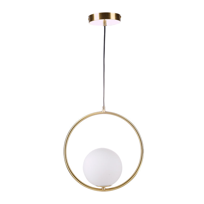 Modern Brass Ring Globe Glass Pendant Light 1-Light Lasson Living