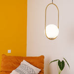 Modern Brass Ring Globe Glass Pendant Light 1-Light Lasson Living