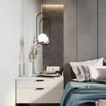Modern Brass Ring Globe Glass Pendant Light 1-Light Lasson Living