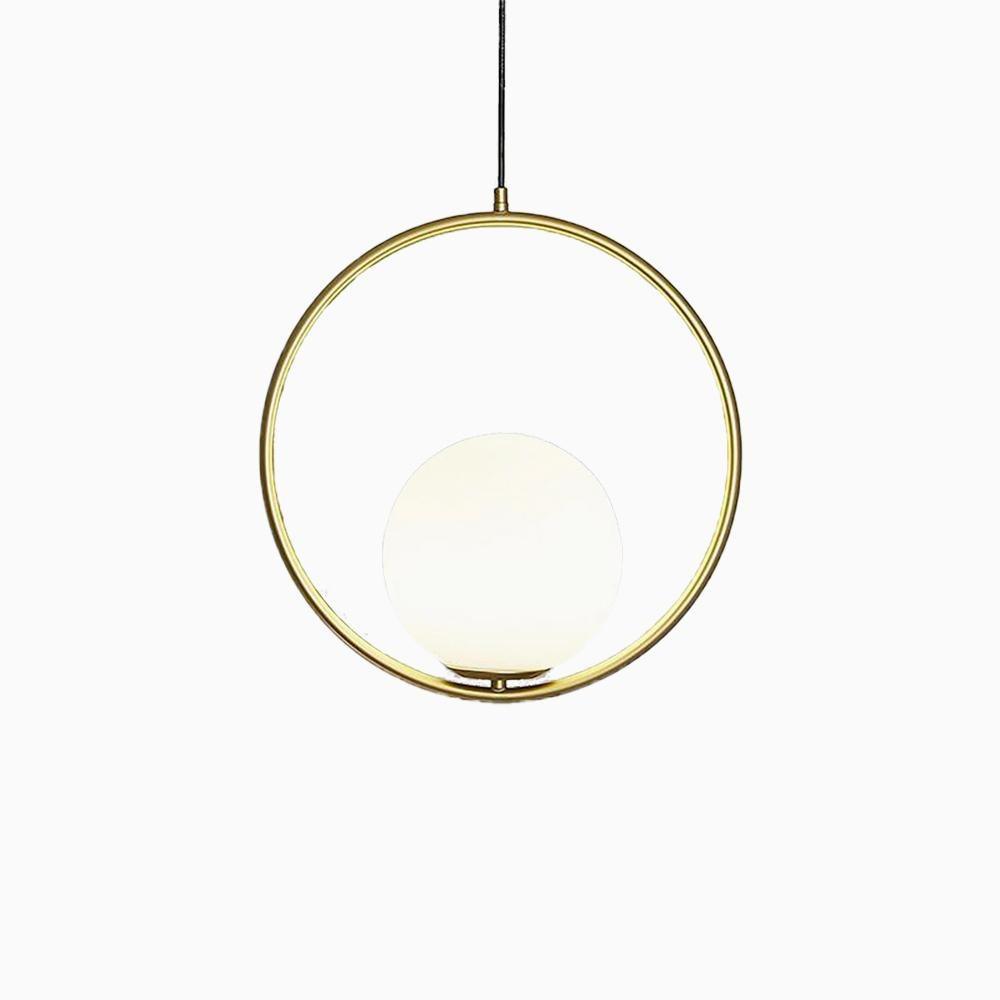 Modern Brass Ring Globe Glass Pendant Light 1-Light Lasson Living