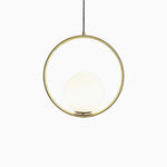 Modern Brass Ring Globe Glass Pendant Light 1-Light Lasson Living