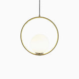 Modern Brass Ring Globe Glass Pendant Light 1-Light Lasson Living