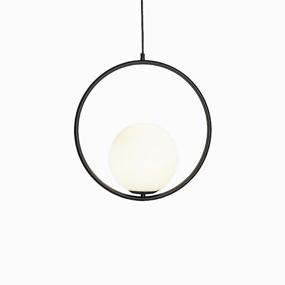 Modern Brass Ring Globe Glass Pendant Light 1-Light Lasson Living