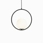 Modern Brass Ring Globe Glass Pendant Light 1-Light Lasson Living