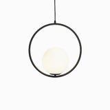 Modern Brass Ring Globe Glass Pendant Light 1-Light Lasson Living