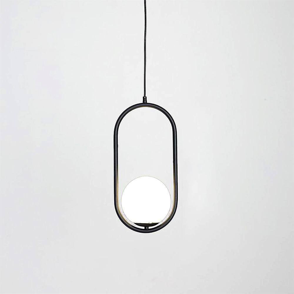 Modern Brass Ring Globe Glass Pendant Light 1-Light Lasson Living
