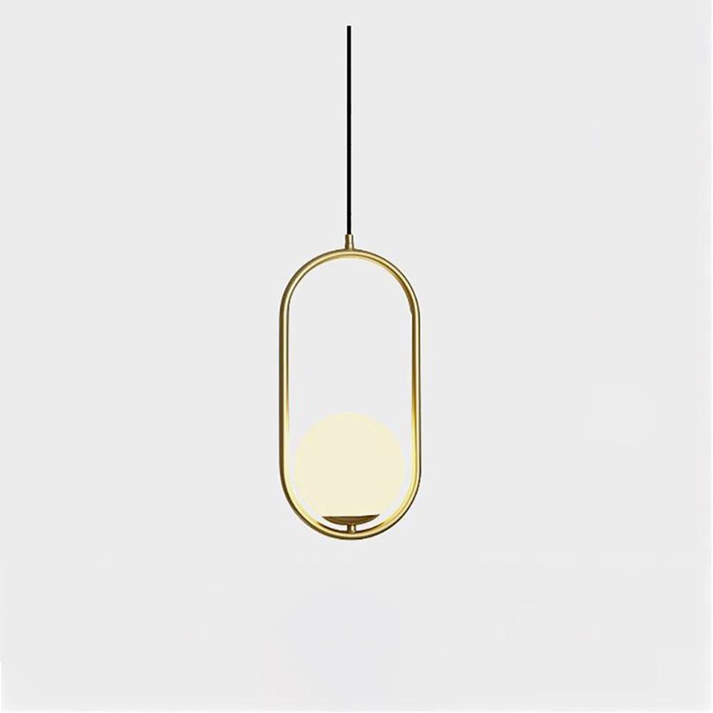 Modern Brass Ring Globe Glass Pendant Light 1-Light Lasson Living