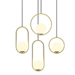 Modern Brass Ring Globe Glass Pendant Light 1-Light Lasson Living