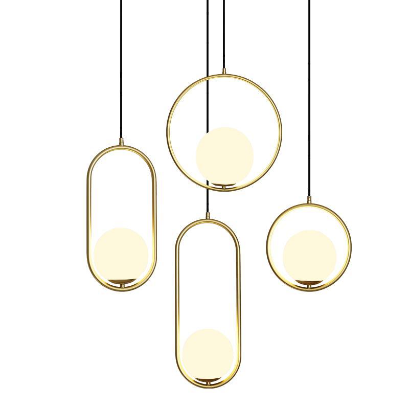 Modern Brass Ring Globe Glass Pendant Light 1-Light Lasson Living