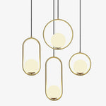 Modern Brass Ring Globe Glass Pendant Light 1-Light Lasson Living