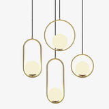 Modern Brass Ring Globe Glass Pendant Light 1-Light Lasson Living
