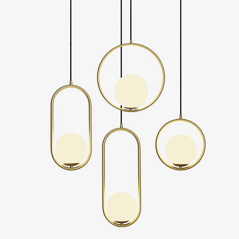 Modern Brass Ring Globe Glass Pendant Light 1-Light Lasson Living