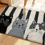 Vikaro - Striped Cartoon Cat Rug Waterproof Soft Floor Mat Lasson Living