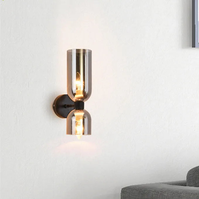 Modern Glass Cylinder LED Wall Light 2-Light Lasson Living