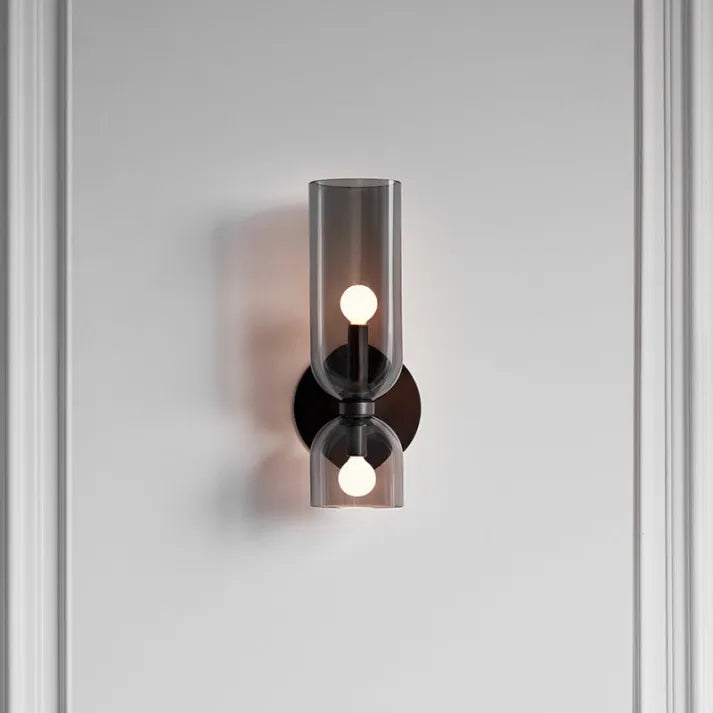 Modern Glass Cylinder LED Wall Light 2-Light Lasson Living