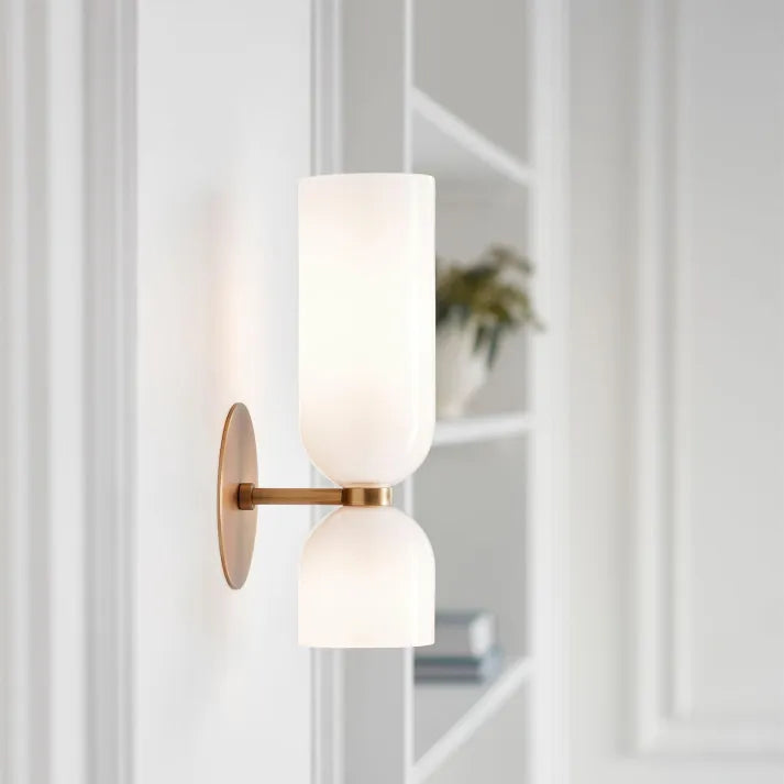 Modern Glass Cylinder LED Wall Light 2-Light Lasson Living