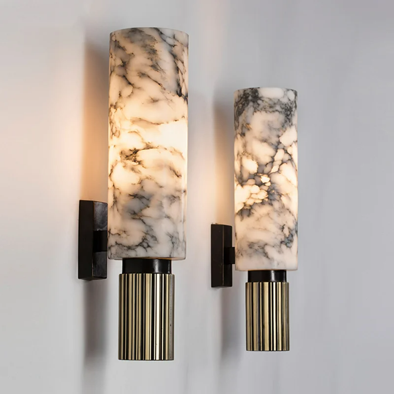 Modern Marble Cylinder LED Wall Light 1-Light Lasson Living