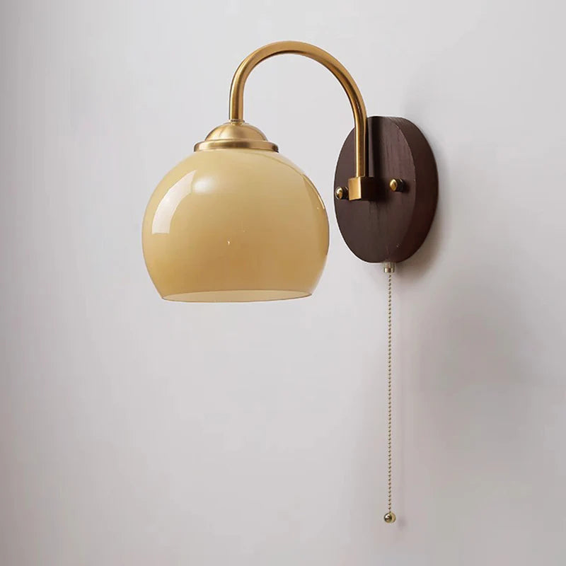 Modern Mid-Century Glass Globe Wall Sconce Lamp 1-Light Lasson Living