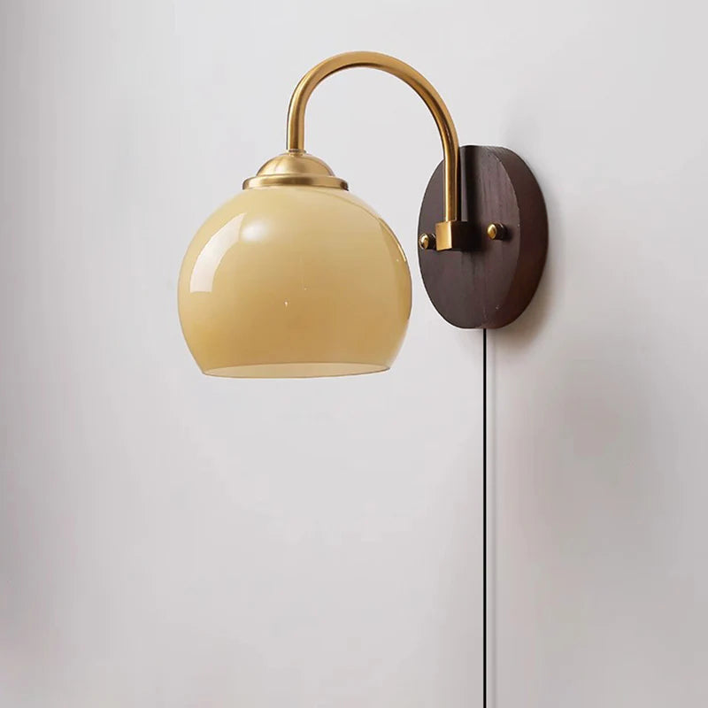 Modern Mid-Century Glass Globe Wall Sconce Lamp 1-Light Lasson Living