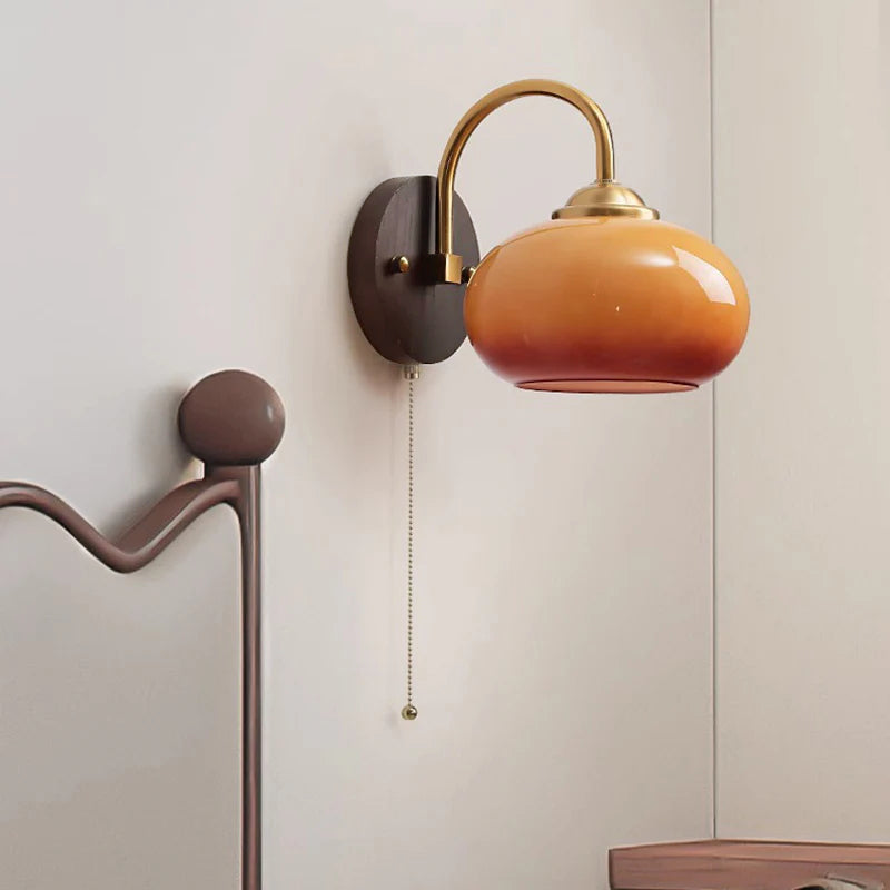 Modern Mid-Century Glass Globe Wall Sconce Lamp 1-Light Lasson Living