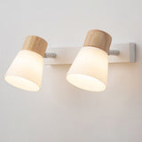 Modern Minimalist Wood Cone Wall Sconce Lamp 2-Light Lasson Living