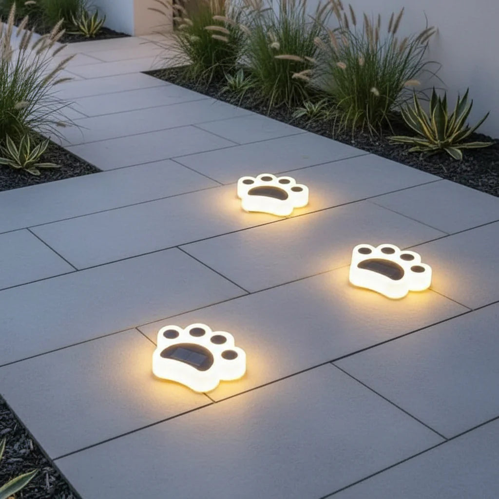 Modern Paw Shape Solar LED Floor Light 1-Light Lasson Living