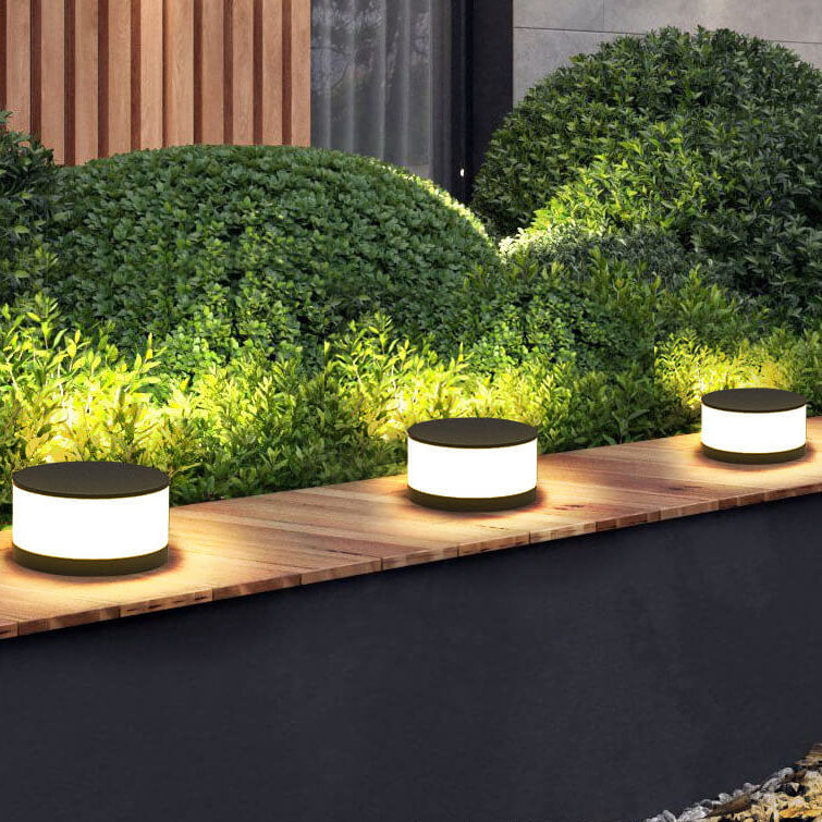 Modern Round Solar LED Post Light 1-Light Lasson Living