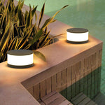 Modern Round Solar LED Post Light 1-Light Lasson Living