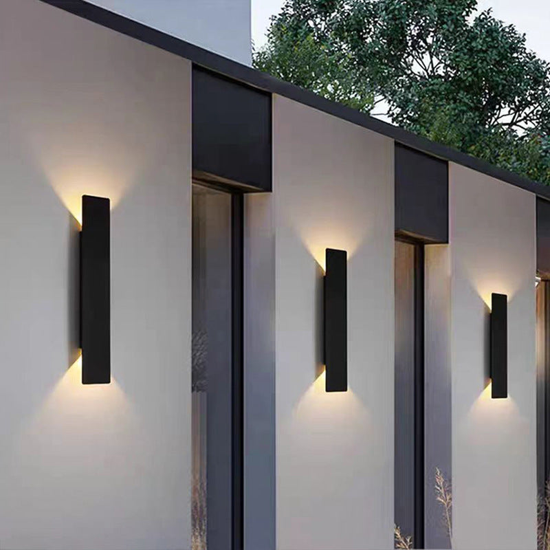 Modern Slim Rectangular LED Outdoor Wall Sconce Lamp 2-Light Lasson Living