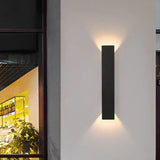 Modern Slim Rectangular LED Outdoor Wall Sconce Lamp 2-Light Lasson Living
