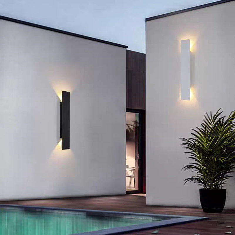Modern Slim Rectangular LED Outdoor Wall Sconce Lamp 2-Light Lasson Living