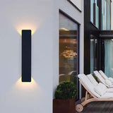 Modern Slim Rectangular LED Outdoor Wall Sconce Lamp 2-Light Lasson Living