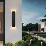Modern Slim Rectangular LED Outdoor Wall Sconce Lamp 2-Light Lasson Living