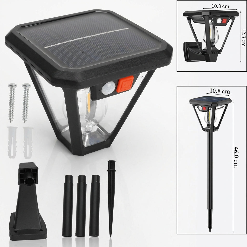 Modern Solar LED Motion Sensor Garden Post Light 1-Light Lasson Living