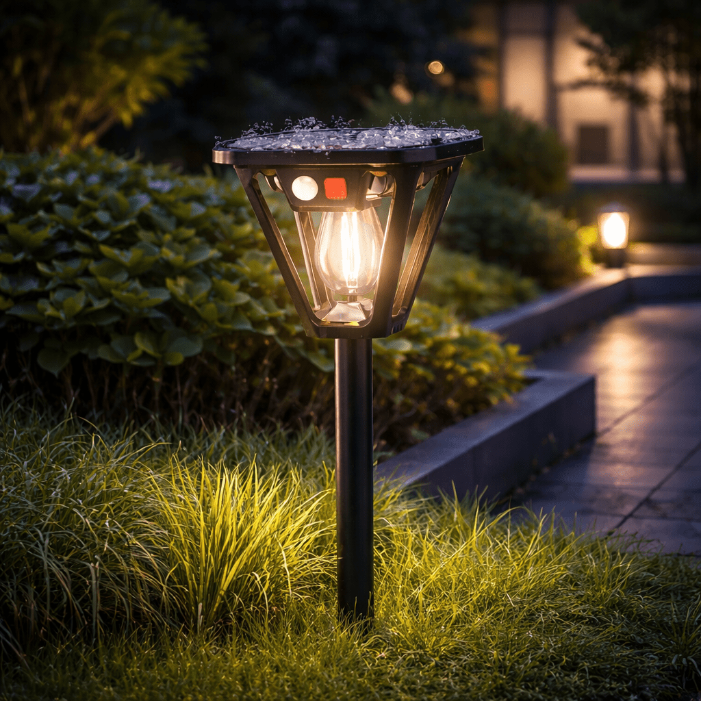 Modern Solar LED Motion Sensor Garden Post Light 1-Light Lasson Living