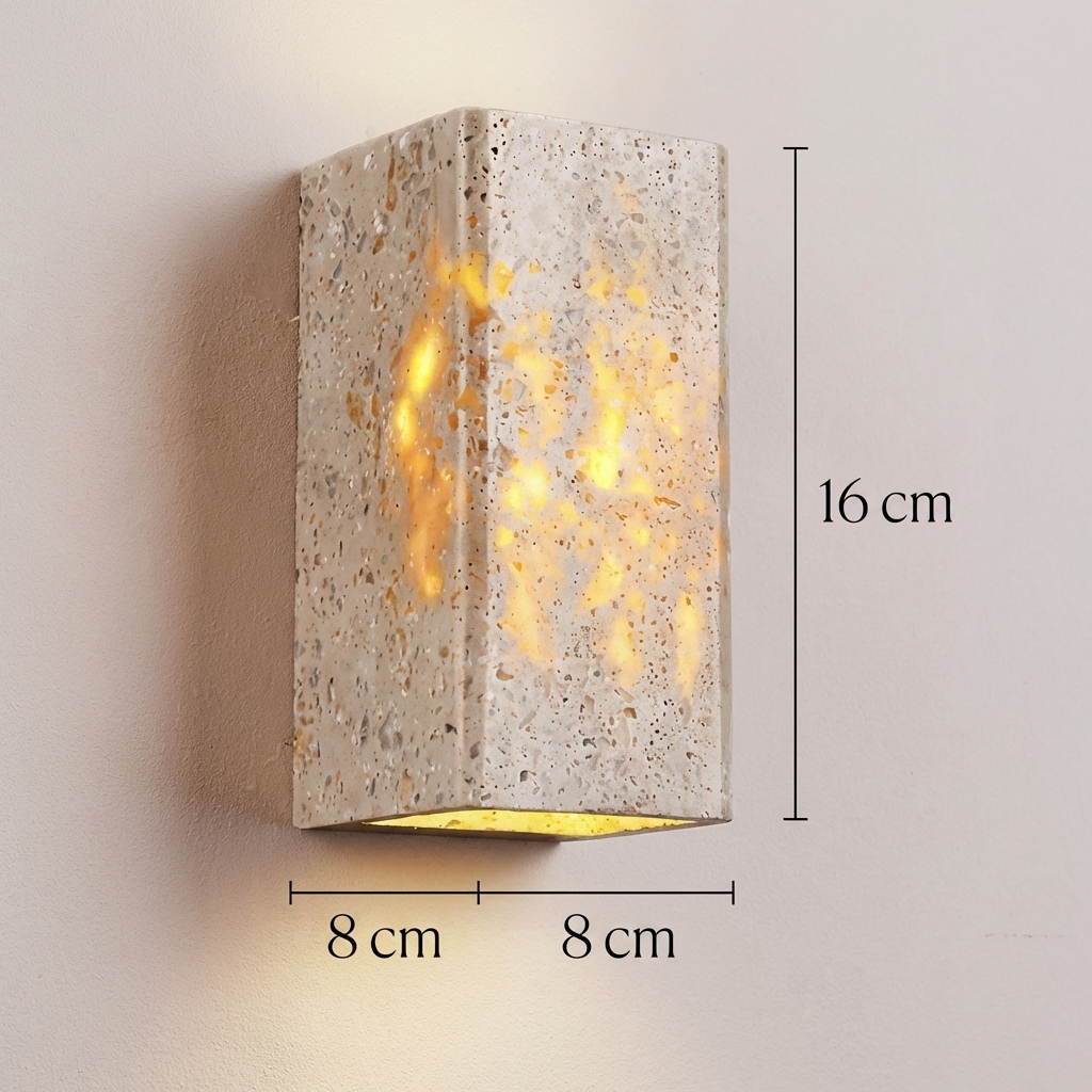 Modern Travertine Stone Rectangular Wall Light LED 1-Light Lasson Living