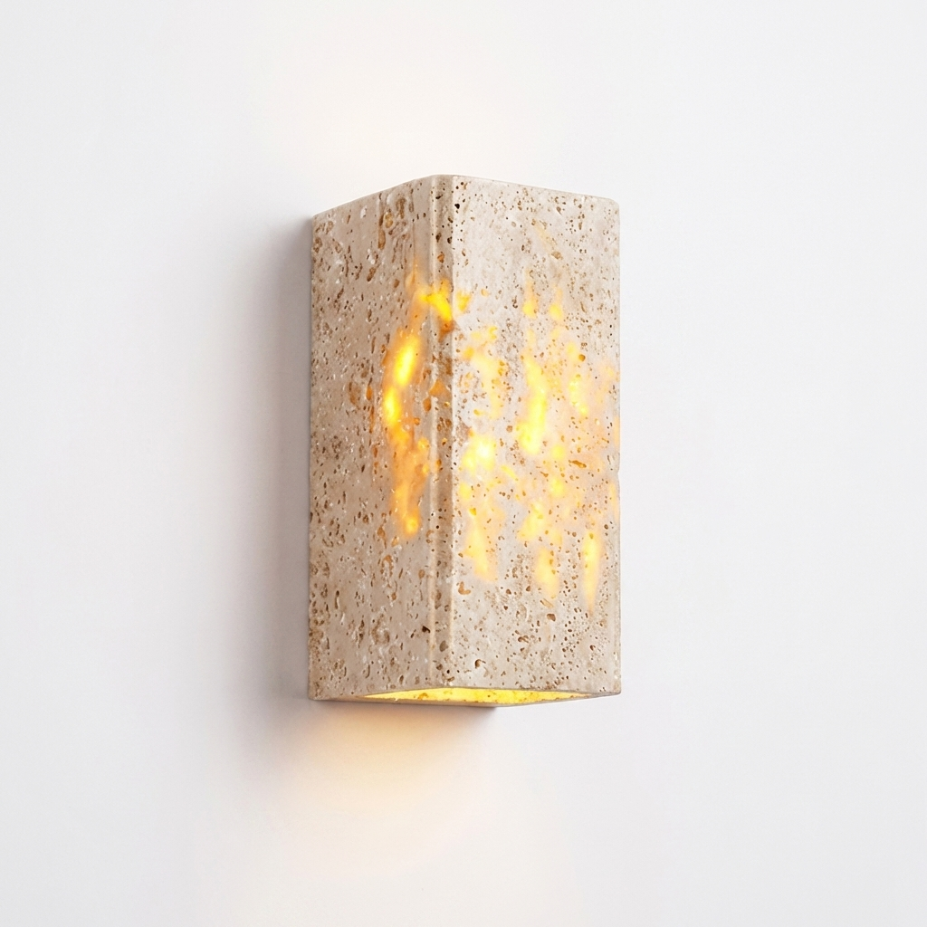 Modern Travertine Stone Rectangular Wall Light LED 1-Light Lasson Living