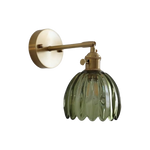 Vintage Brass Tulip Glass Wall Sconce 1-Light Lasson Living